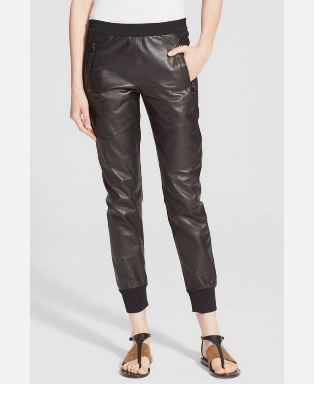 Vince Women's Faux Leather Jogger Pants - Black XL